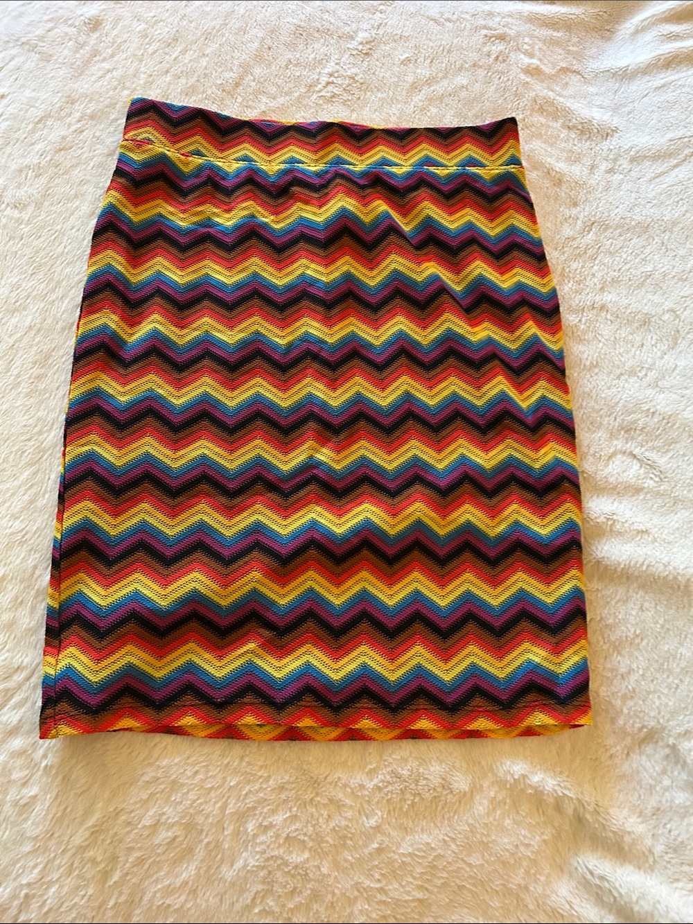 Chevron Rainbow Knit Pencil Skirt - Multicolor